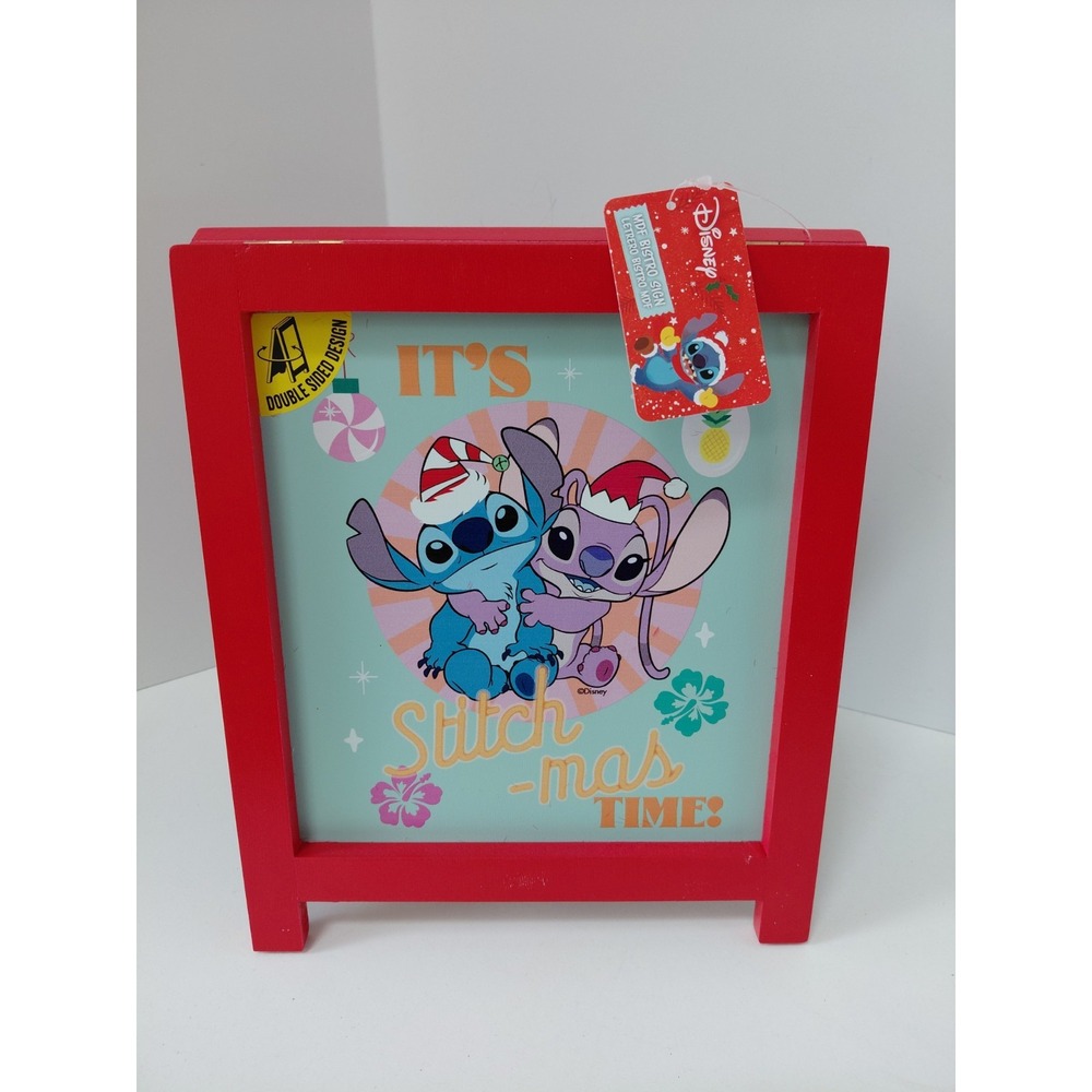 Lilo & Stitch Disney Double Sided MDF Bistro Sign Ohana Stitchmas 8"x9.5" by RUZ
